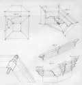 Diagrammi architettonici e disegni tecnici di forme geometriche